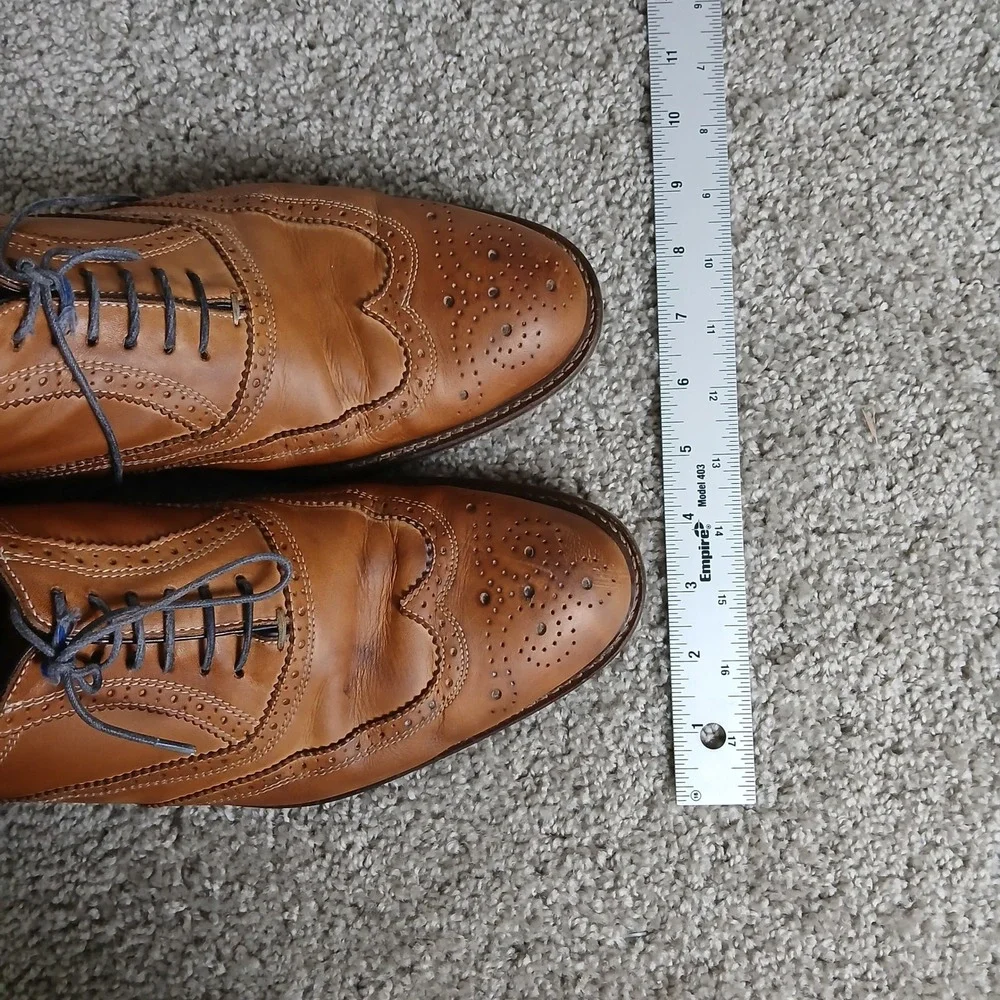 Cuoio Mens Tan Leather Wingtip Brogue Oxford Dress Shoes Made in Italy 6650 10M